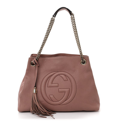 Gucci Pebbled Calfskin Medium Soho Chain Shoulder Bag Dark Cipria 1 of 10