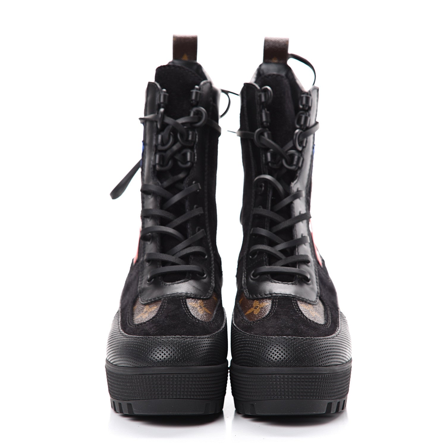Louis Vuitton Suede Calfskin Monogram LV Black Heart Laureate Platform Desert Boots 37 Black 2 of 7