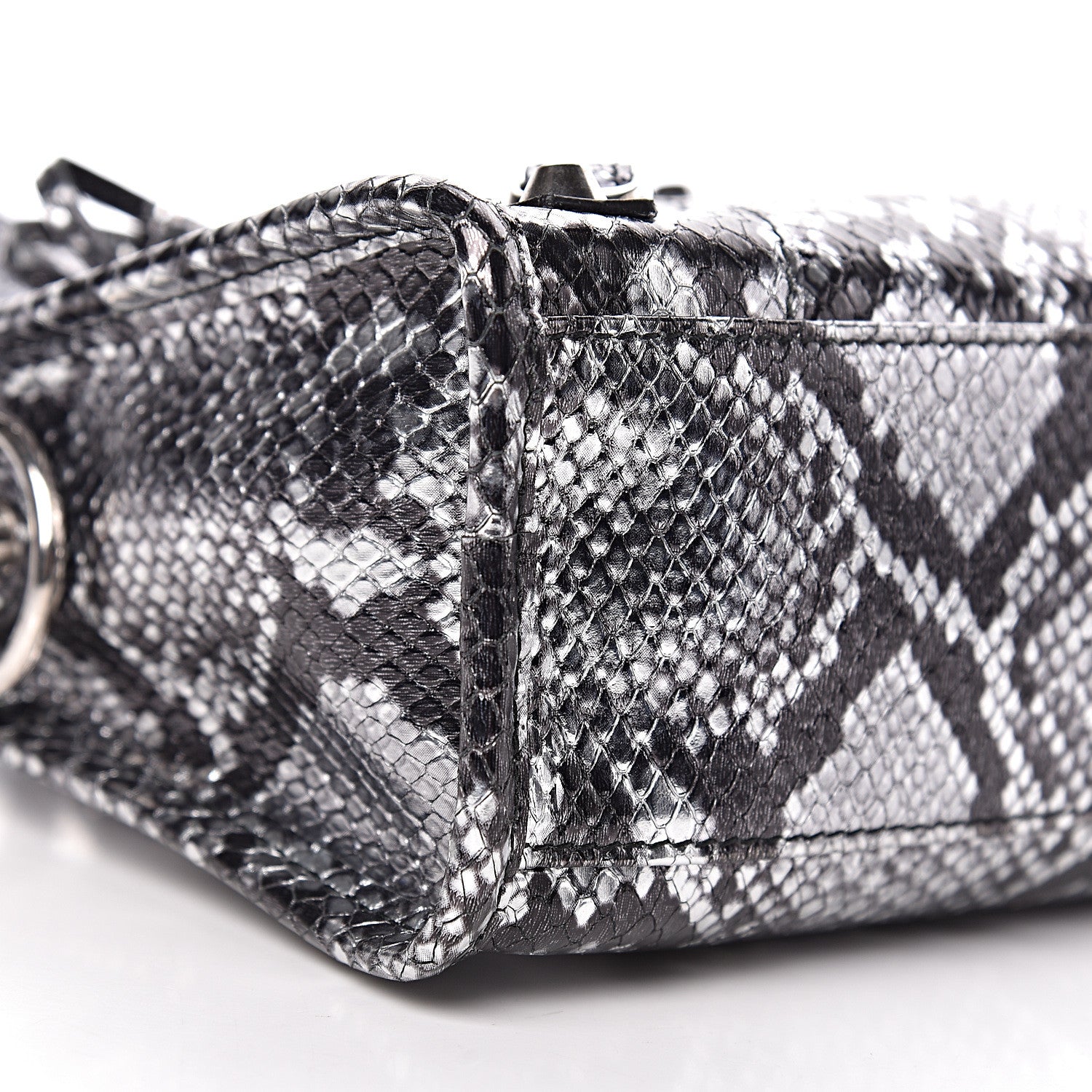 Balenciaga Metallic Calfskin Snakeskin Embossed Classic Silver Hardware Mini City Silver 7 of 10