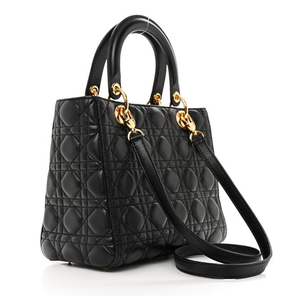 Christian Dior Lambskin Cannage Medium Lady Dior Black 2 of 10