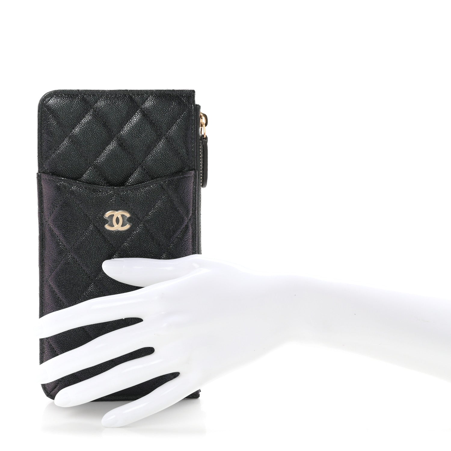 Chanel Iridescent Caviar Quilted Classic iPhone Pouch Black 2 of 8
