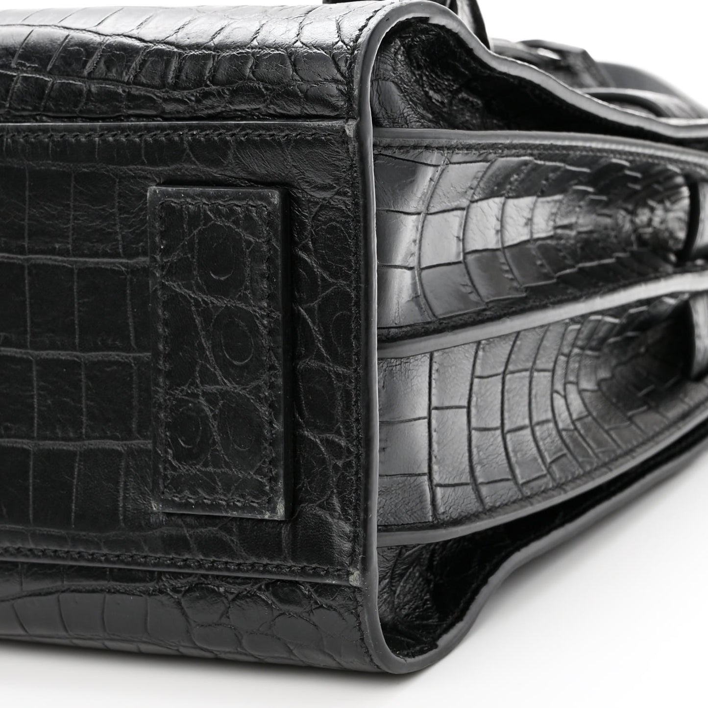 Calfskin Crocodile Embossed Baby Supple Sac De Jour Black