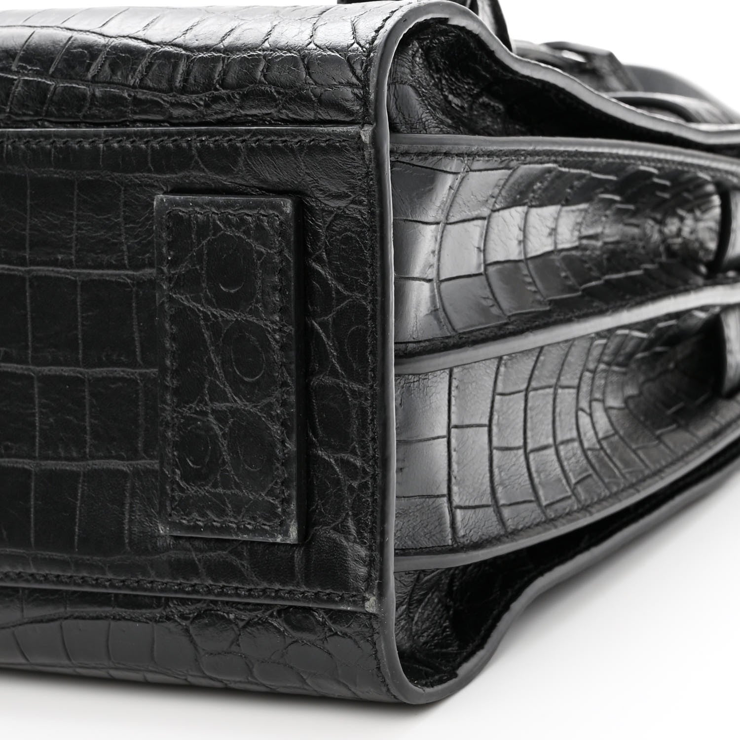 Saint Laurent Calfskin Crocodile Embossed Baby Supple Sac De Jour Black 9 of 10