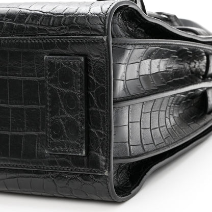 Saint Laurent Calfskin Crocodile Embossed Baby Supple Sac De Jour Black 9 of 10