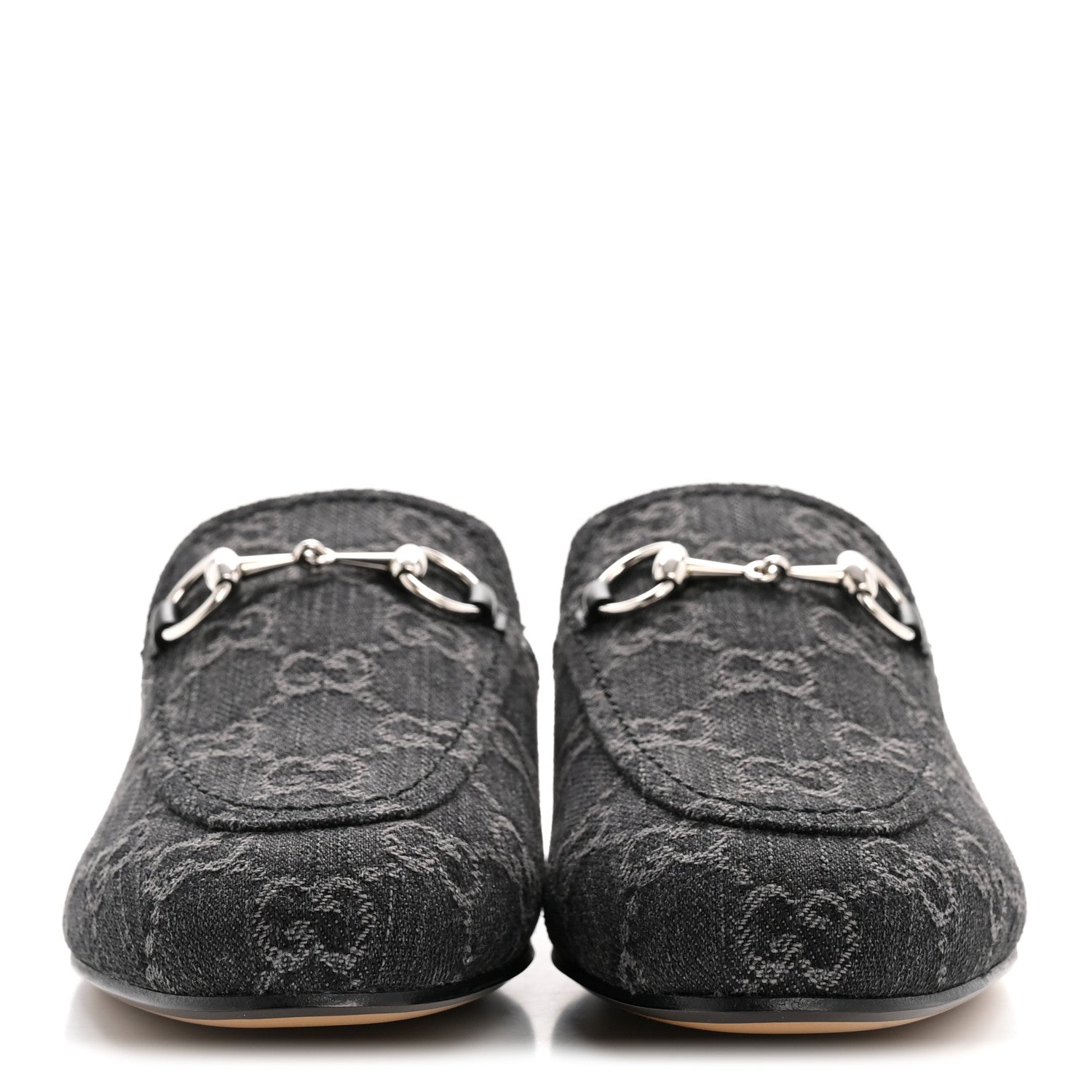 Gucci New Denim GG Malaga Kid Womens Princetown Slippers 36 Grey