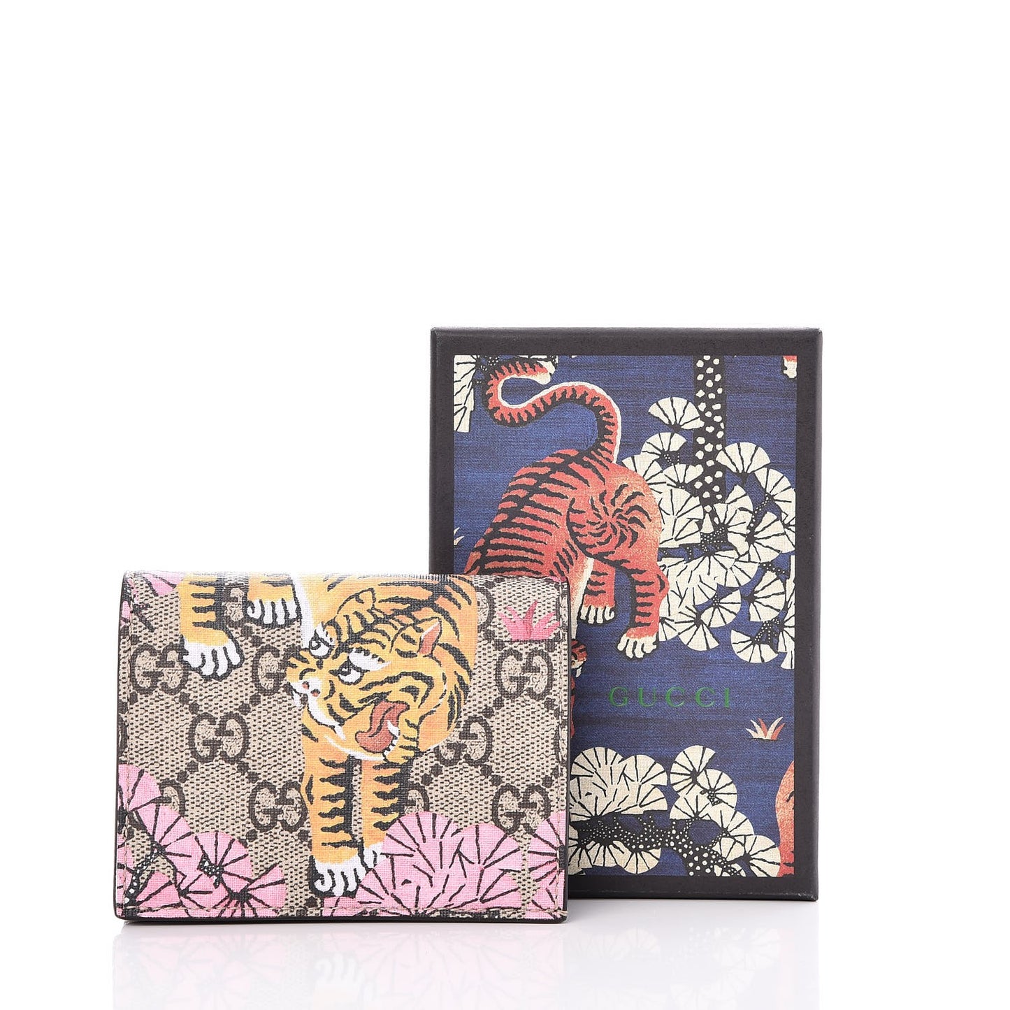 GG Supreme Monogram Bengal Card Case Beige Pink