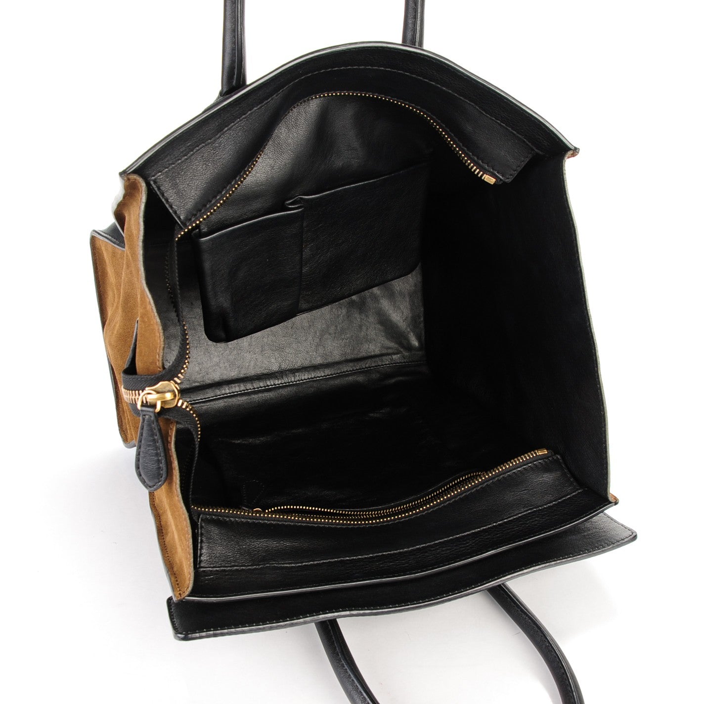 Smooth Calfskin Suede Mini Bi-Color Luggage Black Olive