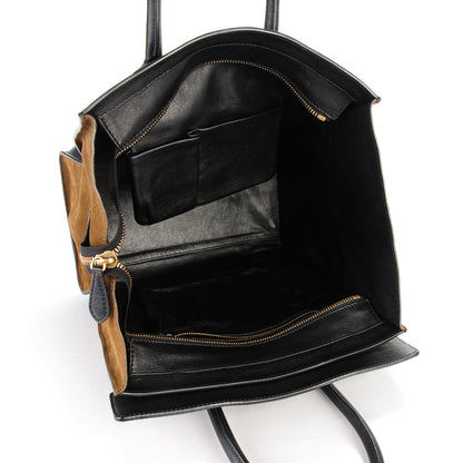 Celine Smooth Calfskin Suede Mini Bi-Color Luggage Black Olive 6 of 12