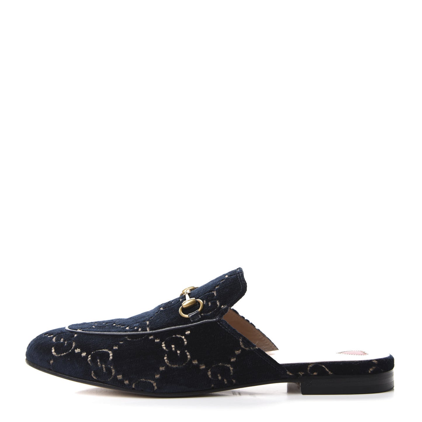 Velvet GG Monogram Womens Princetown Slippers 40.5 Blue Beige