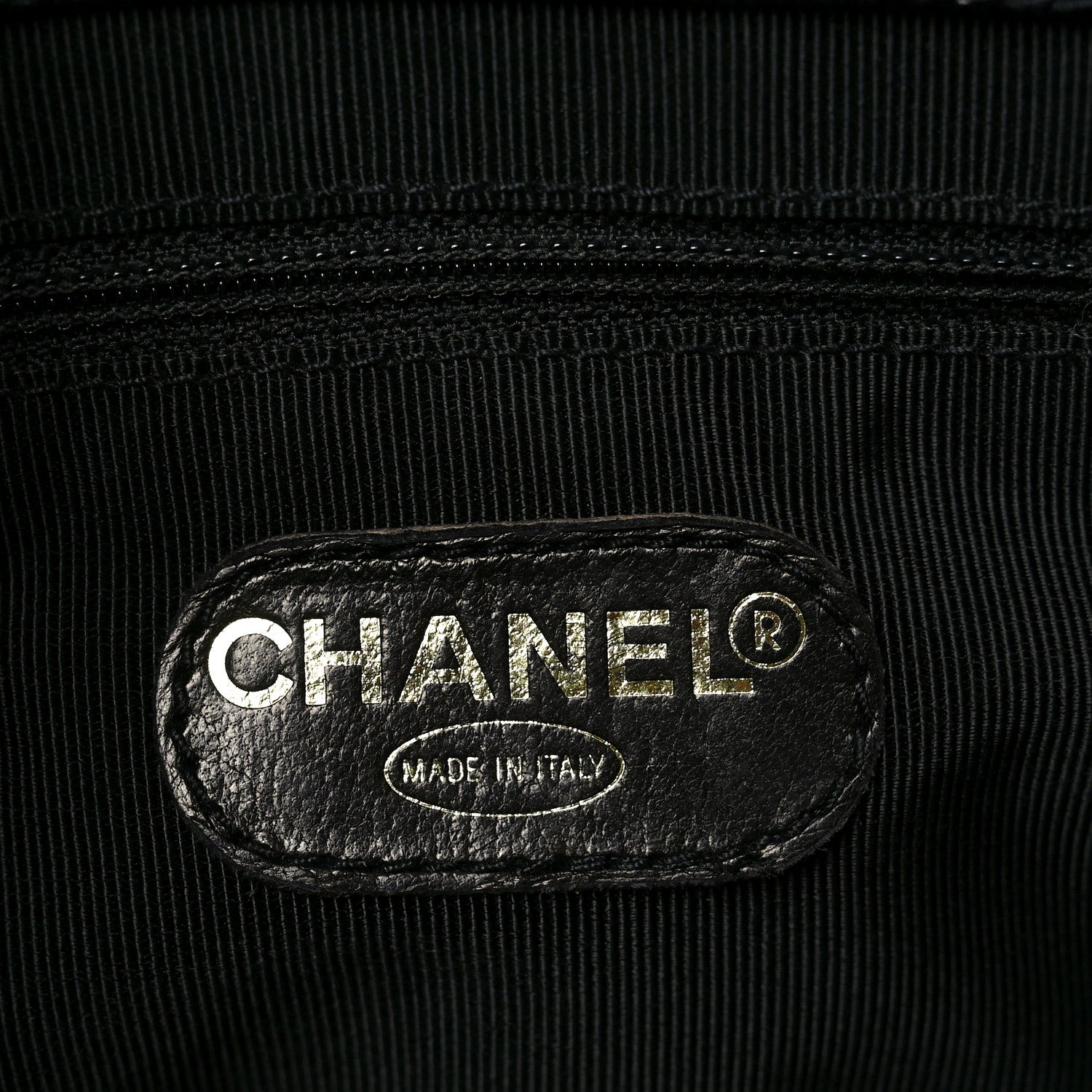 Chanel Caviar Embroidered Logo Shoulder Bag Black 5 of 10