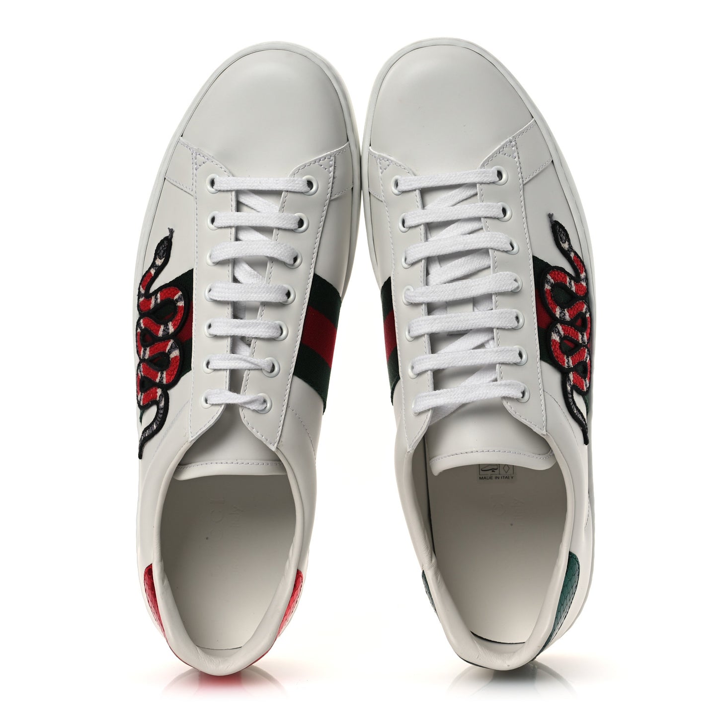 Calfskin Ayers Kingsnake Embroidered Mens Ace Sneakers 11.5 Green Red