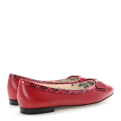 Gucci Malaga Kid Elaphe Yva Ballet Flats 38 Hibiscus Red 5 of 10