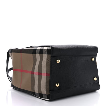Burberry Grainy Calfskin House Check Small Canterbury Tote Black 4 of 10