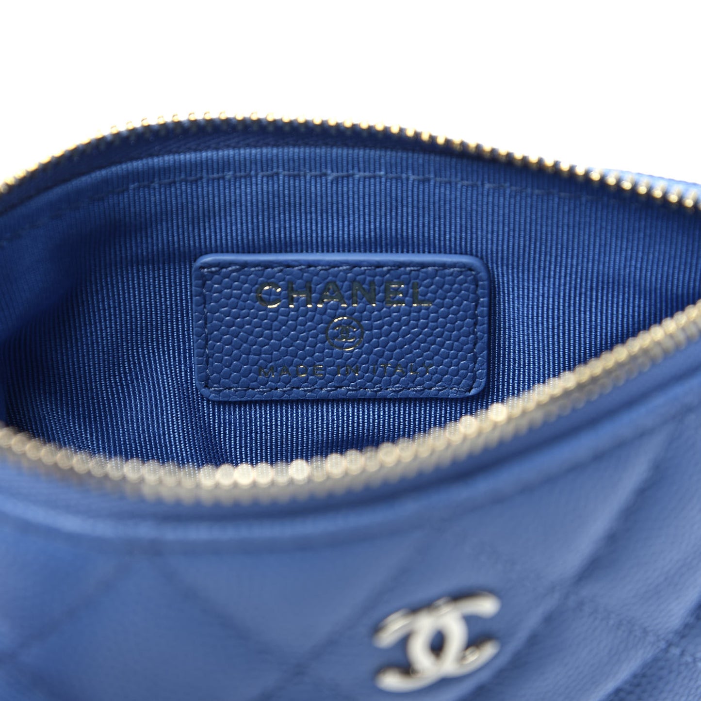 Caviar Quilted Small Cosmetic Case Blue