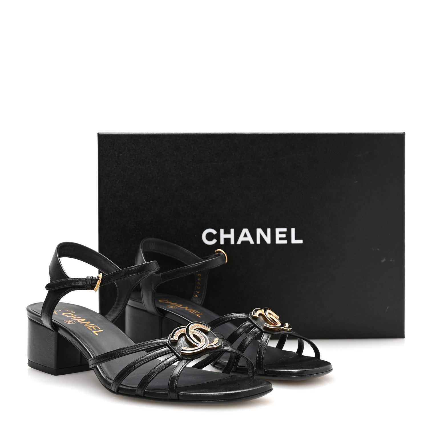 Chanel Lambskin Crystal CC Sandals 37.5 White 9 of 9