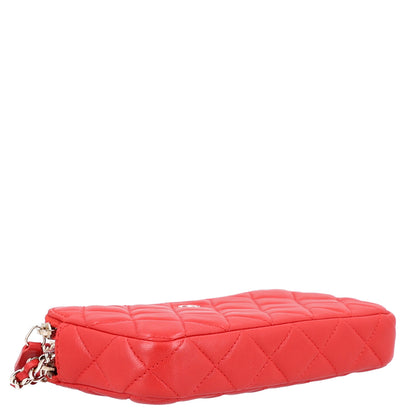Chanel Lambskin Quilted Small Clutch With Chain Red 4 of 12