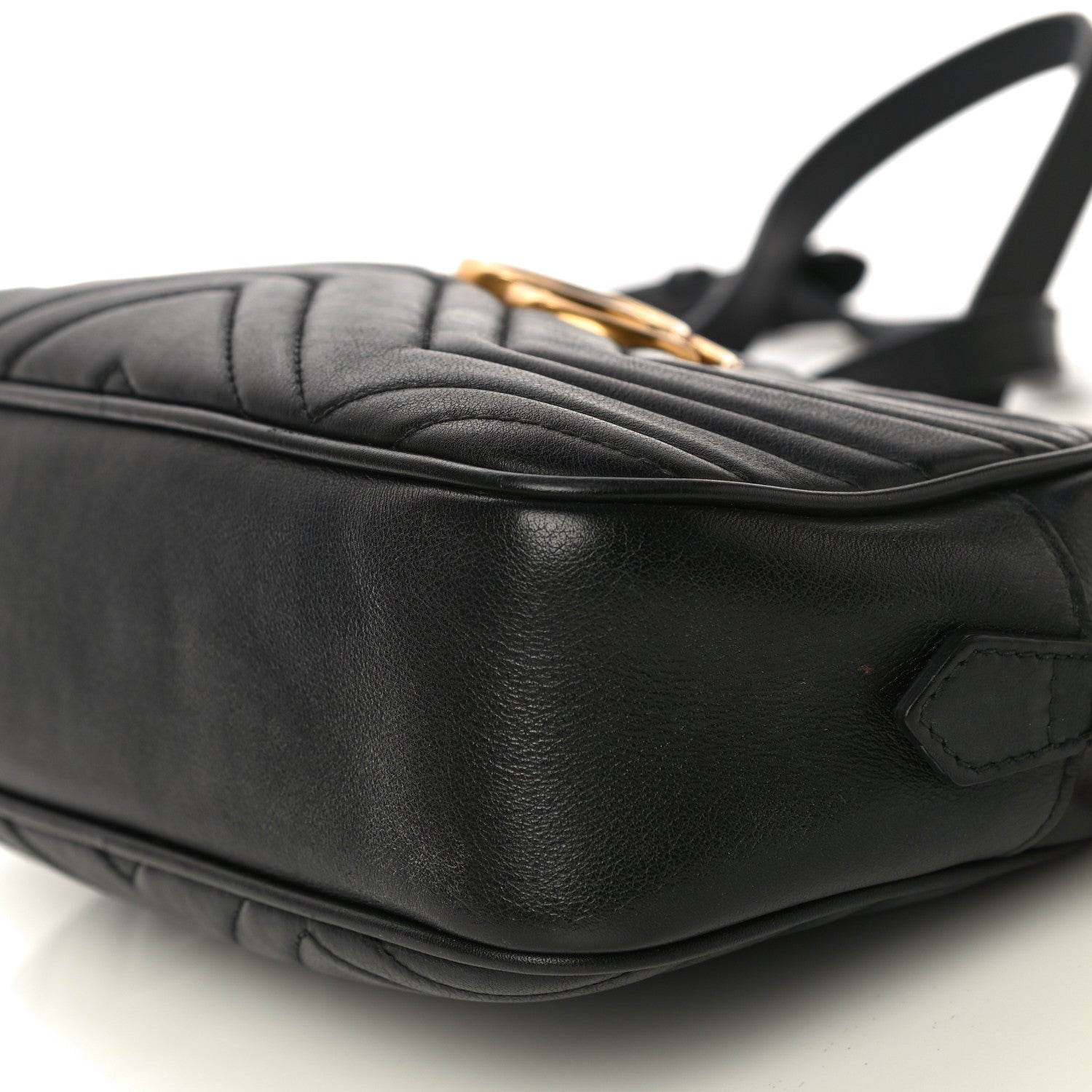 Gucci Calfskin Matelasse Small GG Marmont Chain Shoulder Bag Black 11 of 15