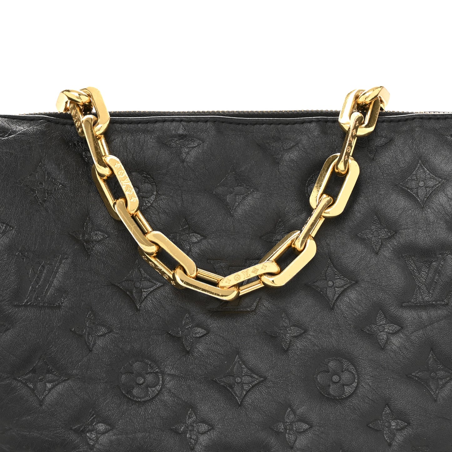 Lambskin Embossed Monogram Coussin PM Black