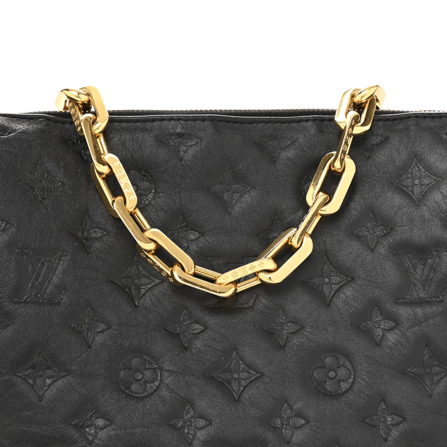 Louis Vuitton Lambskin Embossed Monogram Coussin PM Black 9 of 16
