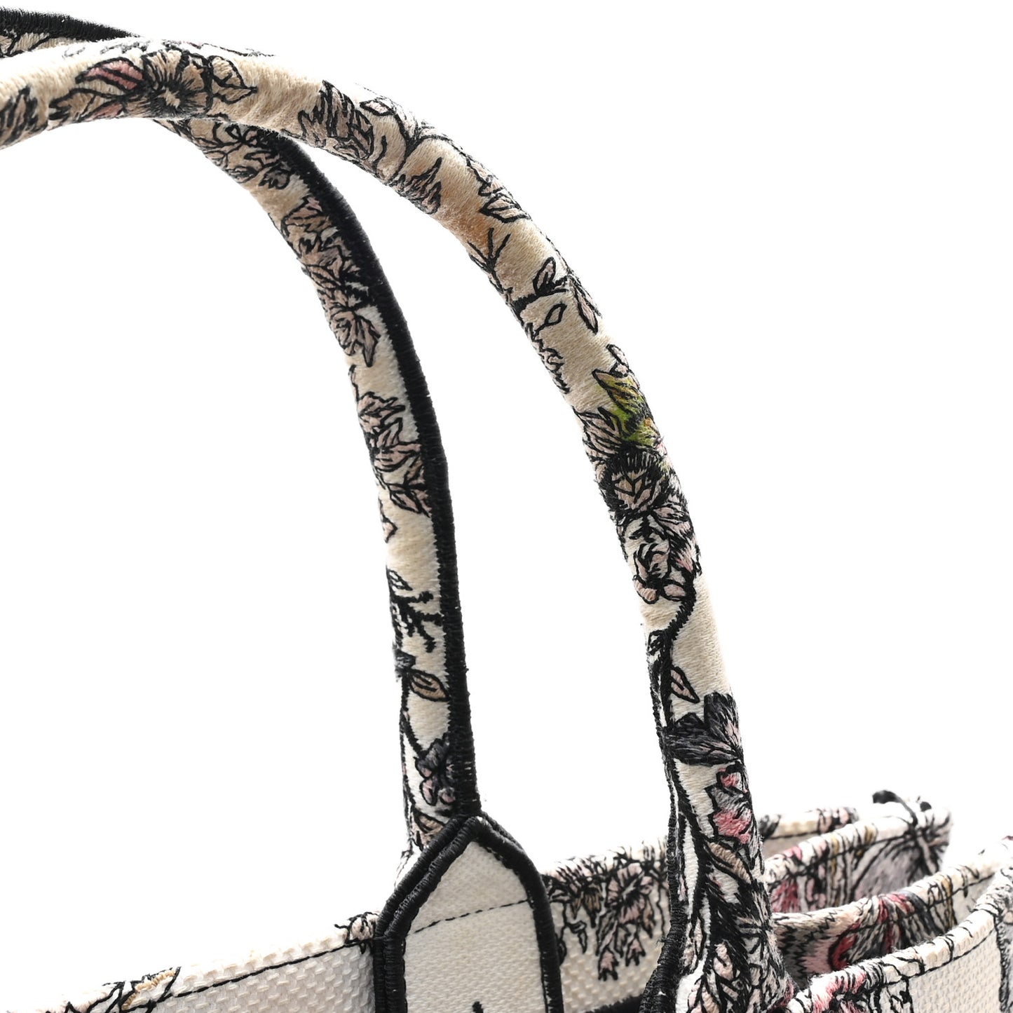Canvas Embroidered Large Butterfly Around The World Book Tote White Pastel Pink