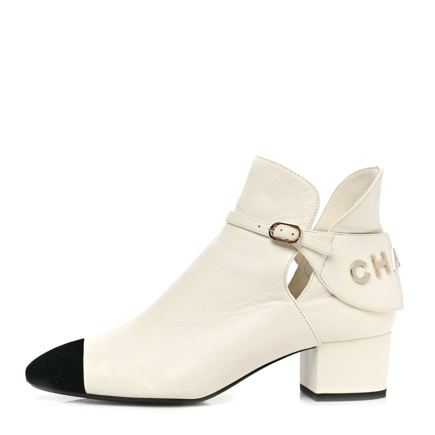 Chanel Lambskin Velvet Cap Toe Short Ankle Boots 37 White 1 of 8