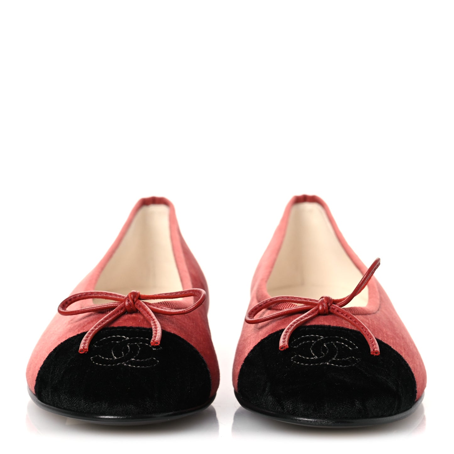 Velvet Cap Toe CC Ballerina Flats 36.5 Dark Pink Black