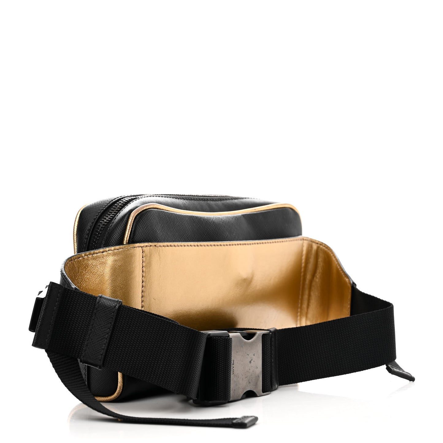 Saffiano Travel Belt Bag Black Platino