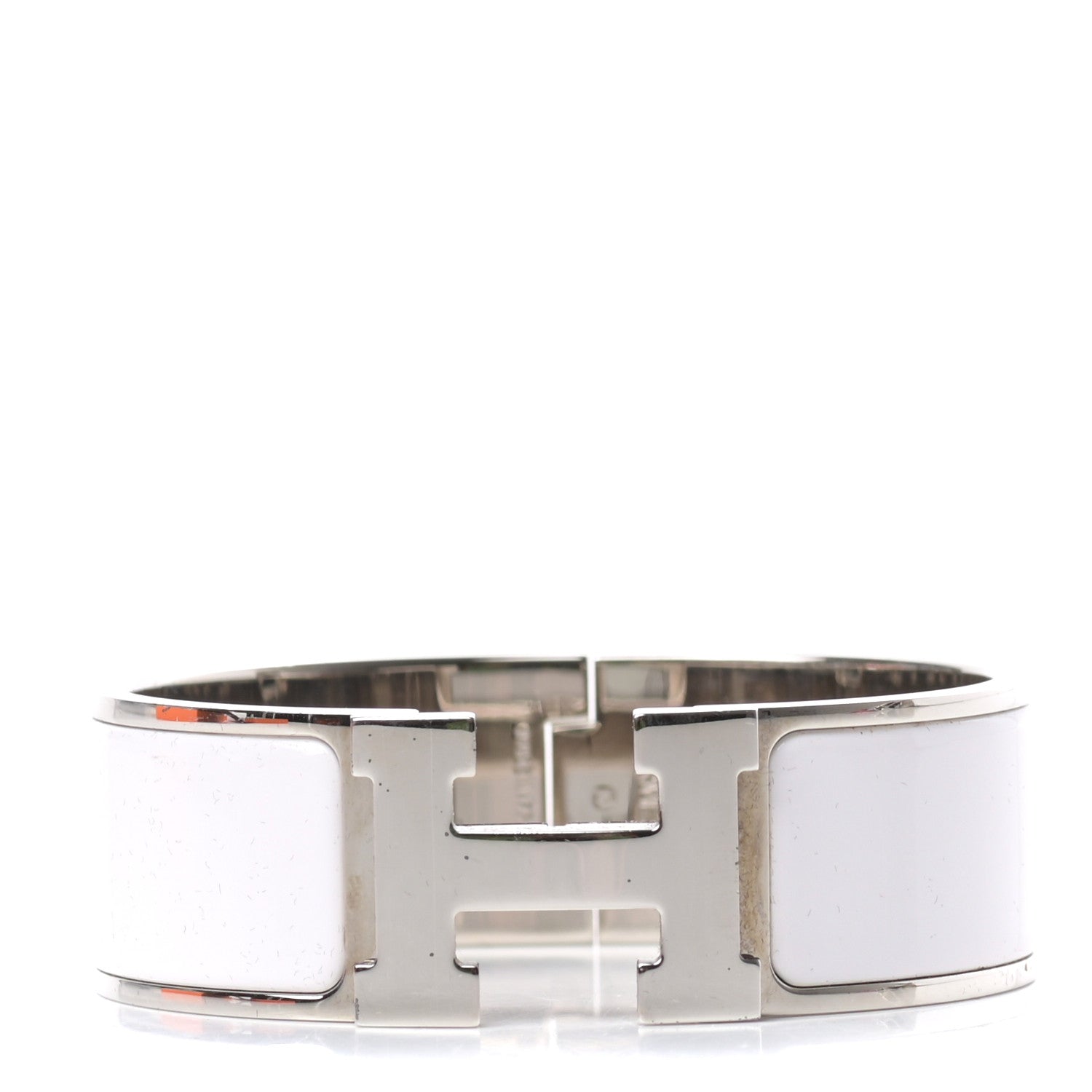 Hermes Enamel Wide Clic Clac H Bracelet PM White 1 of 4