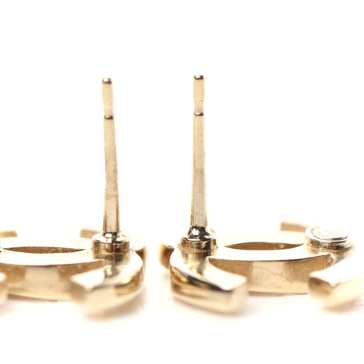 Crystal Metal CC Paris Button Stud Earrings Gold