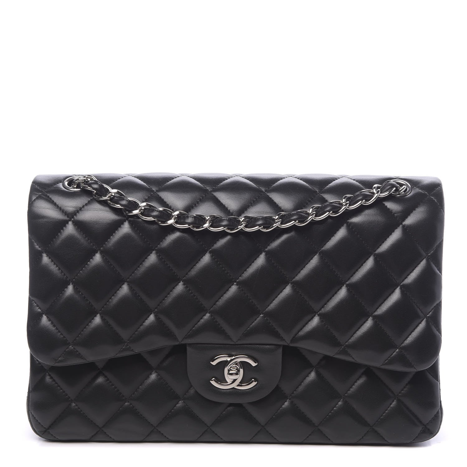 Chanel Lambskin Quilted Jumbo Double Flap Black 1 of 11