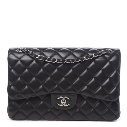 Chanel Lambskin Quilted Jumbo Double Flap Black 1 of 11