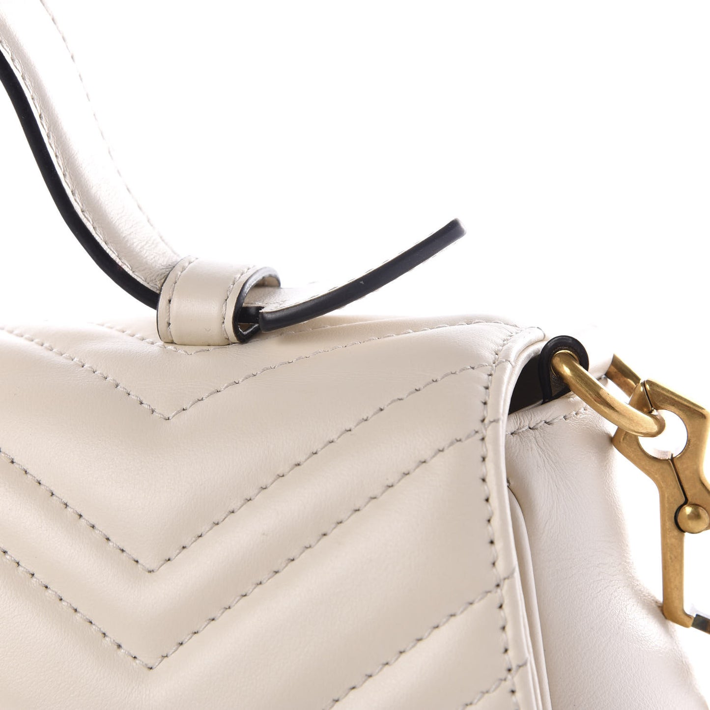 Calfskin Matelasse Small GG Marmont Top Handle Shoulder Bag White