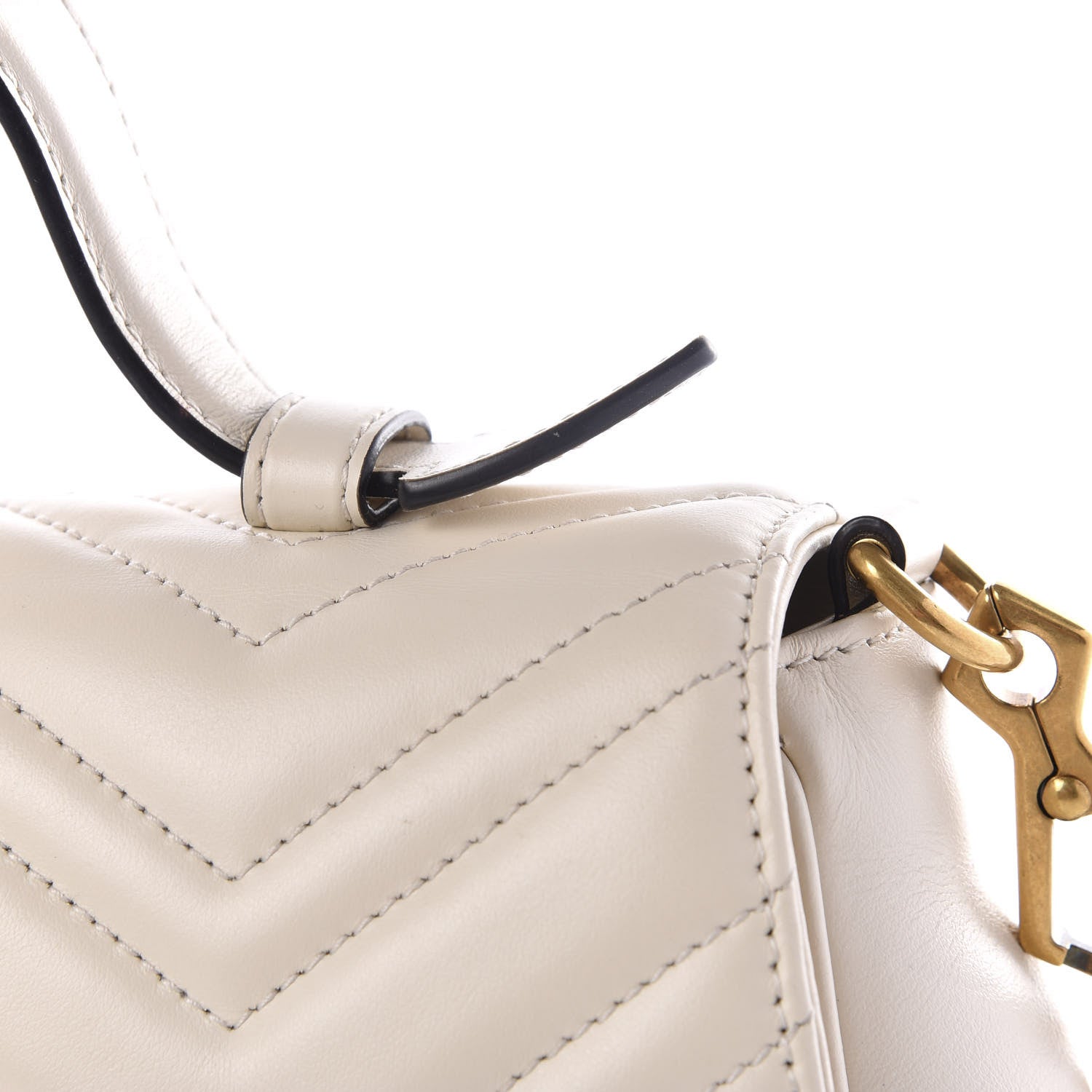 Gucci Calfskin Matelasse Small GG Marmont Top Handle Shoulder Bag White 11 of 13