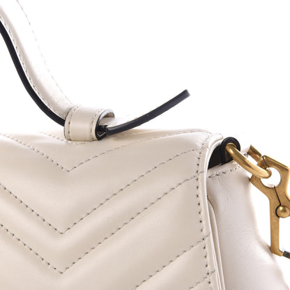 Gucci Calfskin Matelasse Small GG Marmont Top Handle Shoulder Bag White 11 of 13