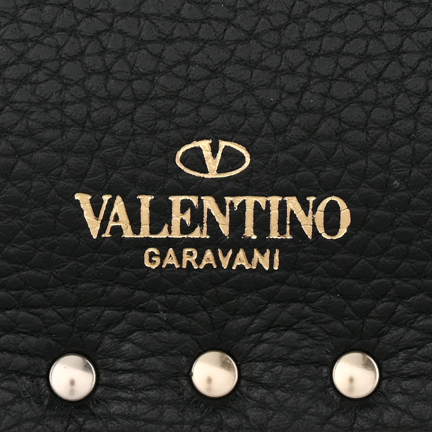 Pebbled Calfskin Large Rockstud Envelope Clutch Black