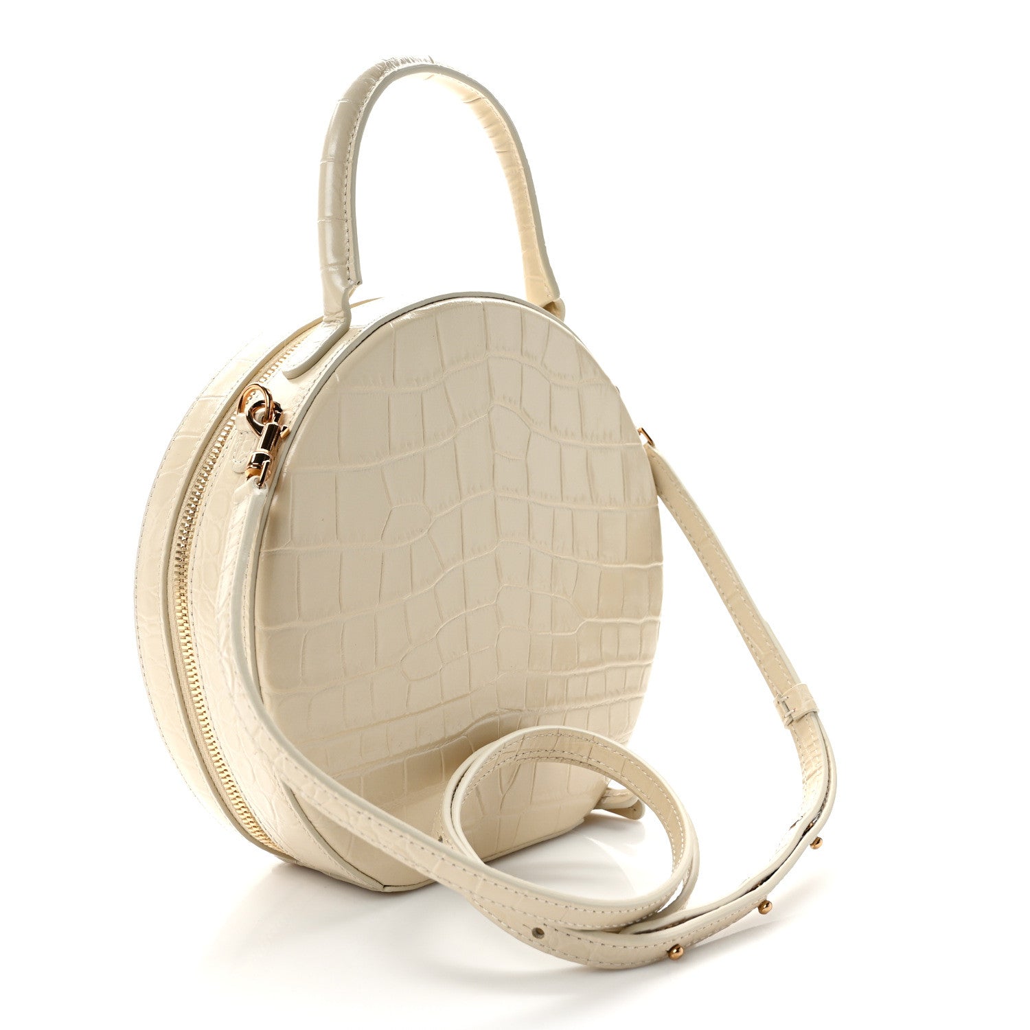 Mansur Gavriel MANSUR GAVRIEL Calfskin Crocodile Embossed Circle Crossbody Bag Dune 3 of 10
