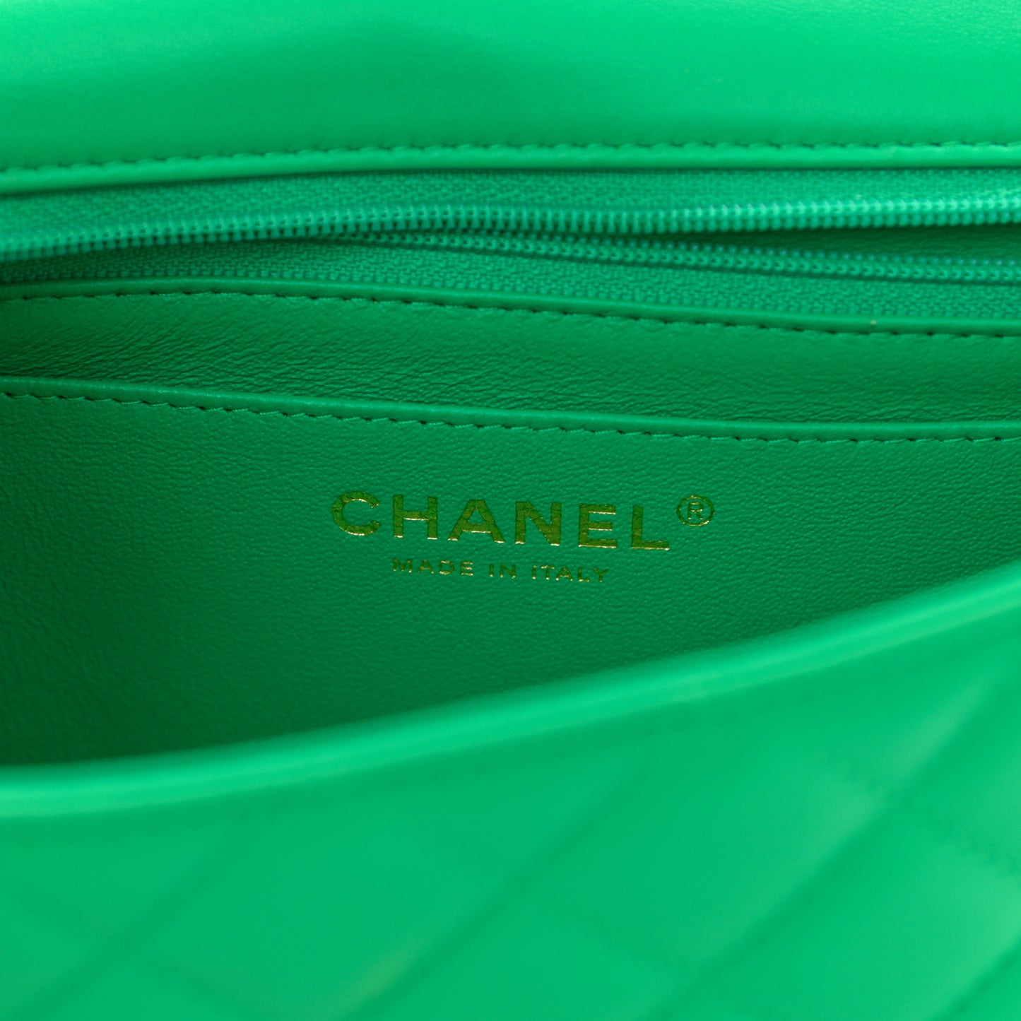 Lambskin Quilted Mini Rectangular Flap Green