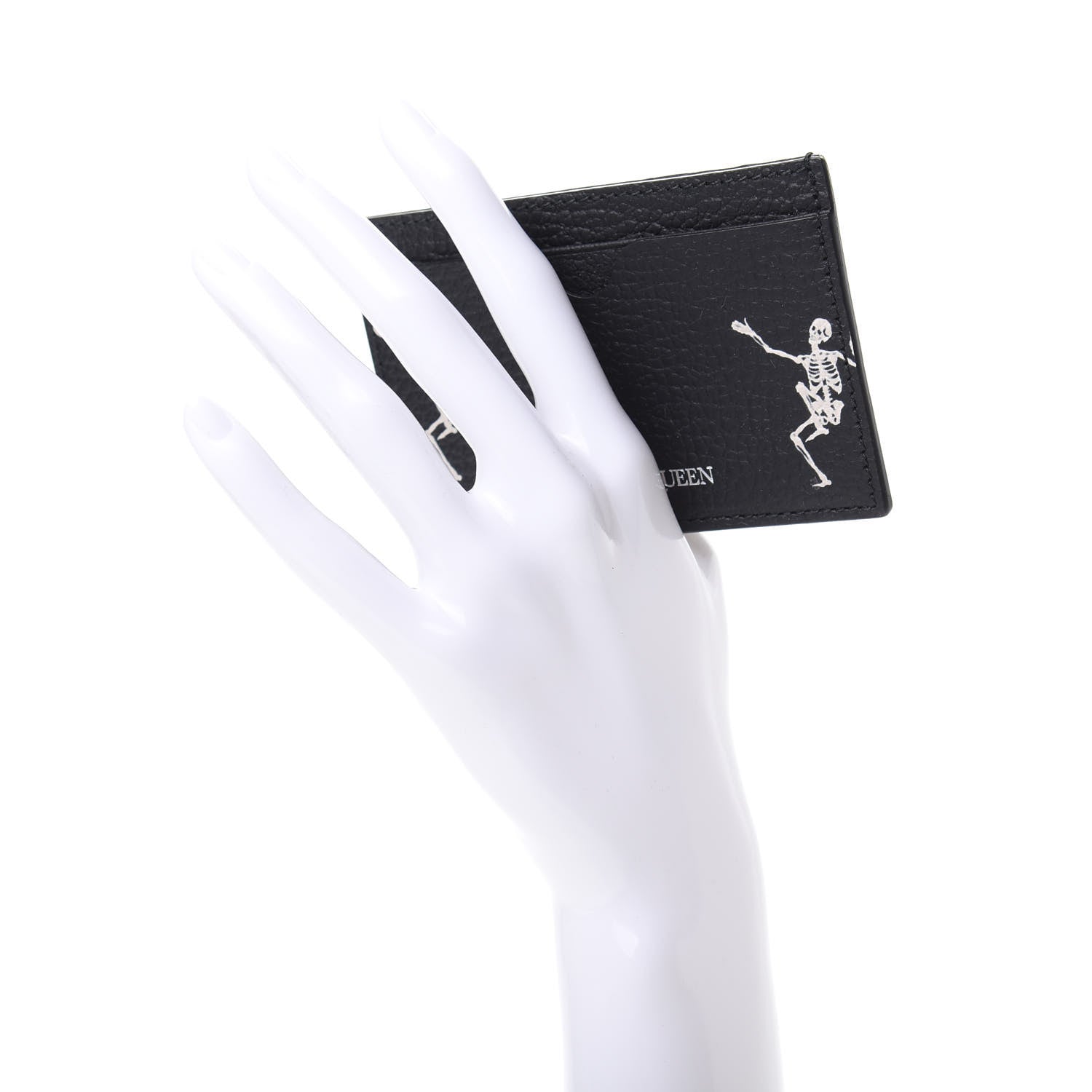 Alexander McQueen Calfskin Dancing Skeleton Card Holder Black 2 of 8