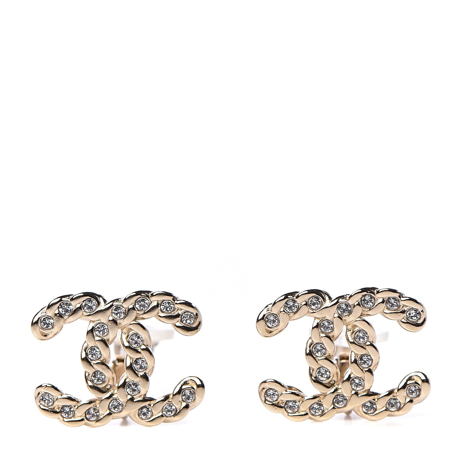 Chanel Crystal Pearls Coronation CC Earrings Gold 1 of 5