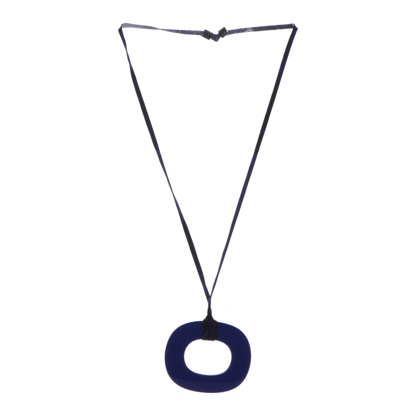 Lacquered Buffalo Horn Small Dip Dye Pendant Necklace Bleu Imperial