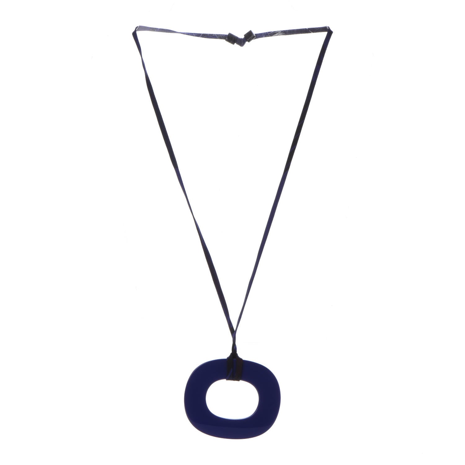 Hermes Lacquered Buffalo Horn Small Dip Dye Pendant Necklace Bleu Imperial 3 of 7