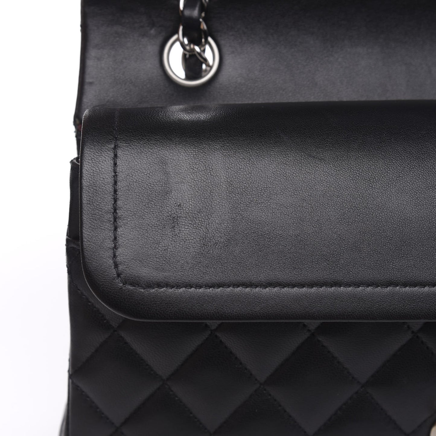 Lambskin Quilted Medium Double Flap Black