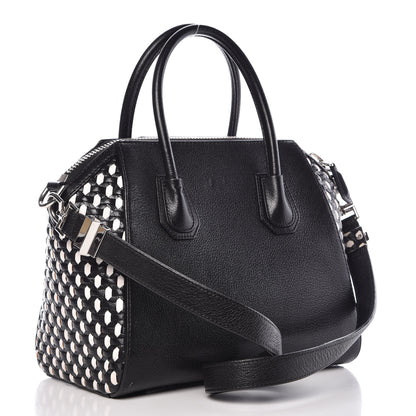 Givenchy Sugar Goatskin Woven Small Antigona Black White 3 of 14