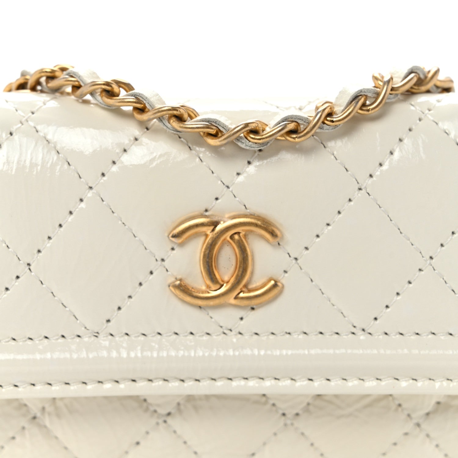 Chanel Shiny Aged Calfskin Quilted Waist Belt Bag White 9 of 11