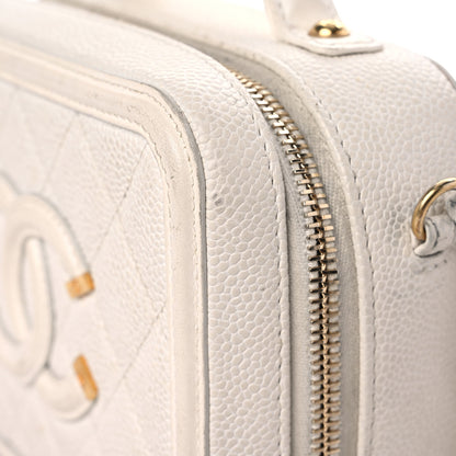 Chanel Caviar Quilted Small CC Filigree Vanity Case White 19 of 26
