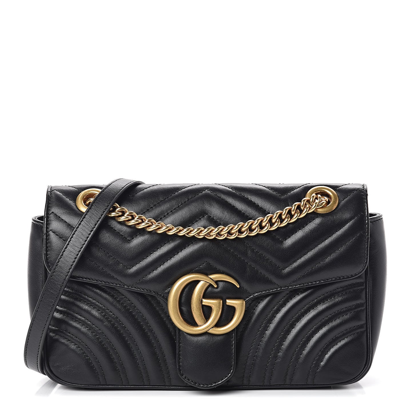 Calfskin Matelasse Small GG Marmont Shoulder Bag Black