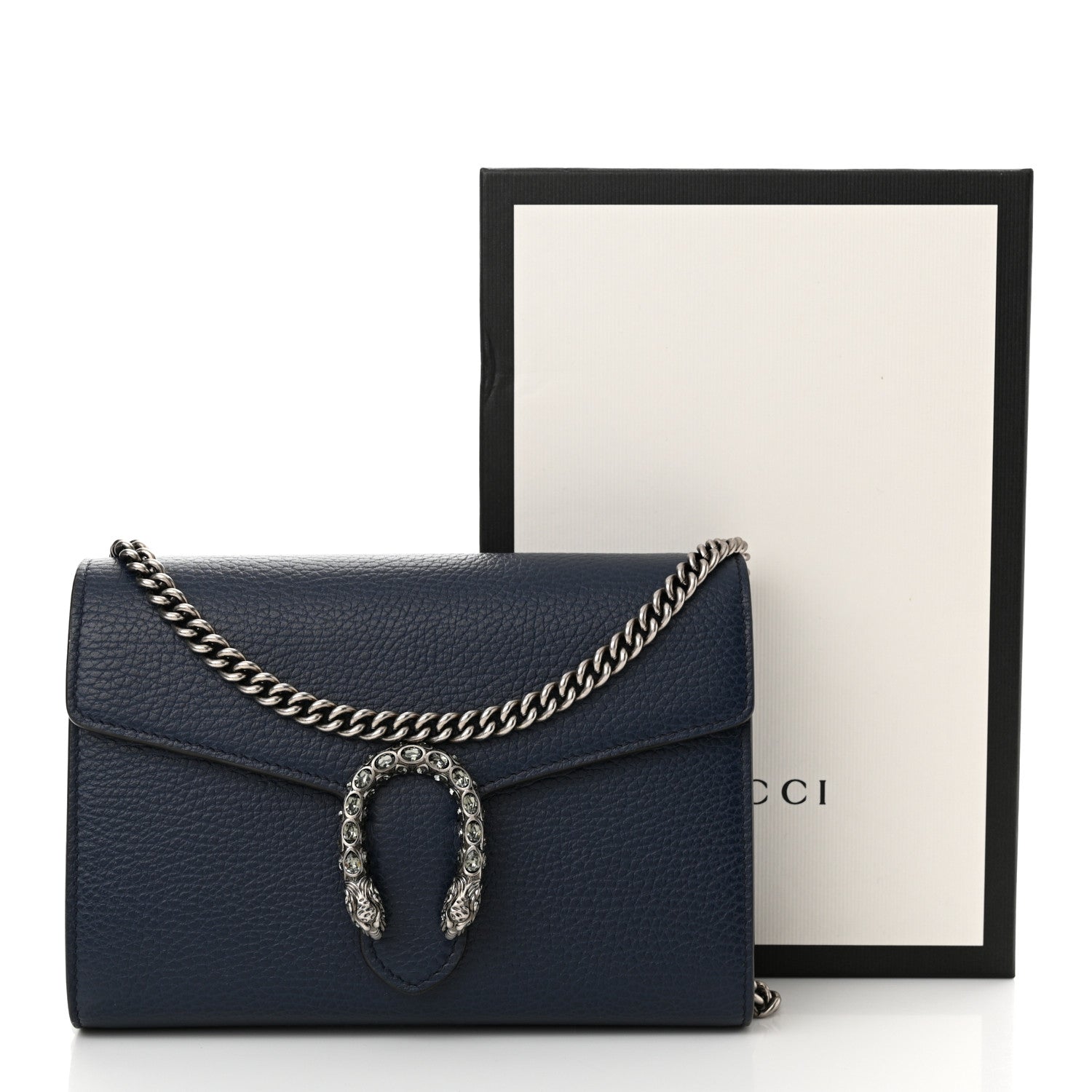 Gucci Dollar Calfskin Crystal Mini Dionysus Chain Wallet Blue Agata Black Diamond 12 of 12