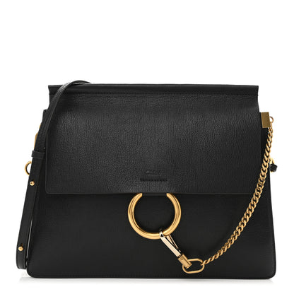 Chloe Suede Calfskin Medium Faye Shoulder Bag Black 1 of 10
