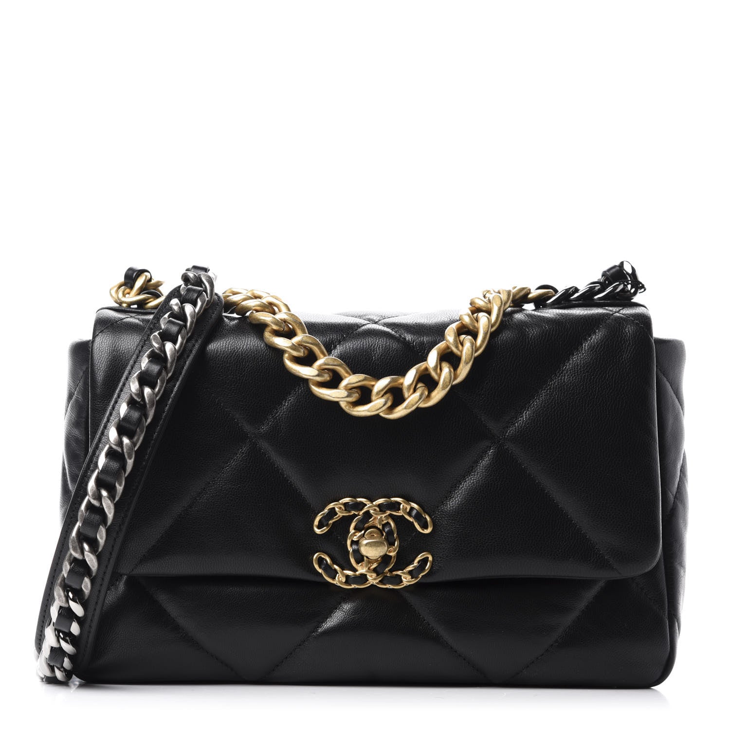 Chanel Goatskin Quilted Medium 19 Flap Black 1 of 11