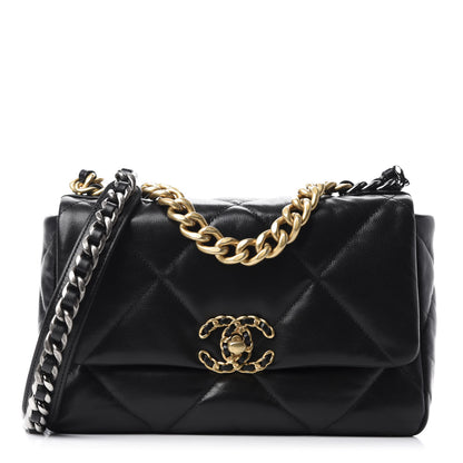 Chanel Goatskin Quilted Medium 19 Flap Black 1 of 11
